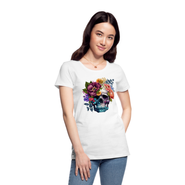 Frauen Premium T-Shirt Skull and Flowers