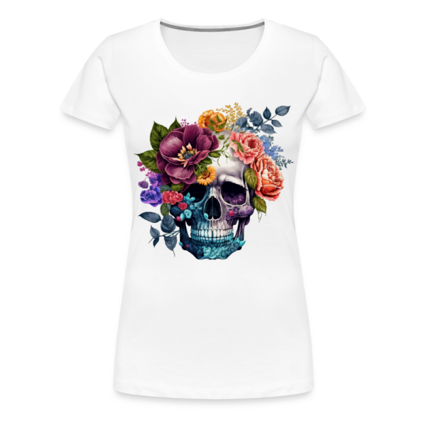 Frauen Premium T-Shirt Skull and Flowers – Bild 2