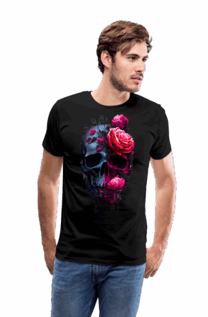 Männer Premium T-Shirt Skull and Rose