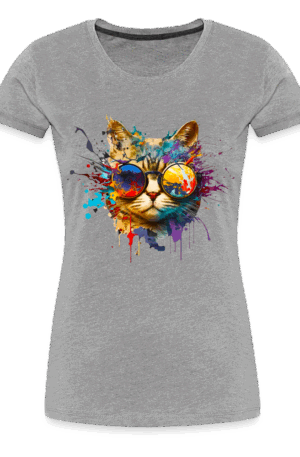 Frauen Premium T-Shirt Katze mit Sonnenbrille