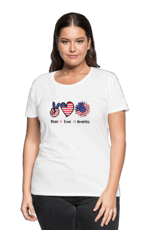 Frauen Premium T-Shirt Peace Love America
