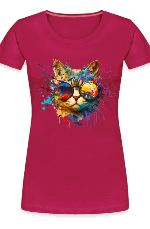 Frauen Premium T-Shirt Katze mit Sonnenbrille