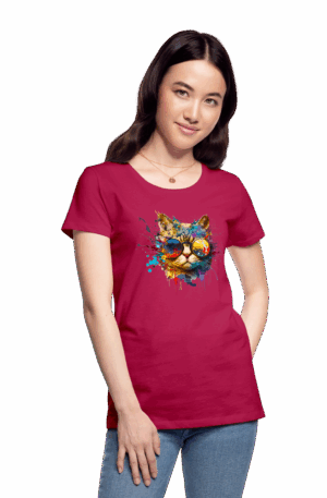 Frauen Premium T-Shirt Katze mit Sonnenbrille