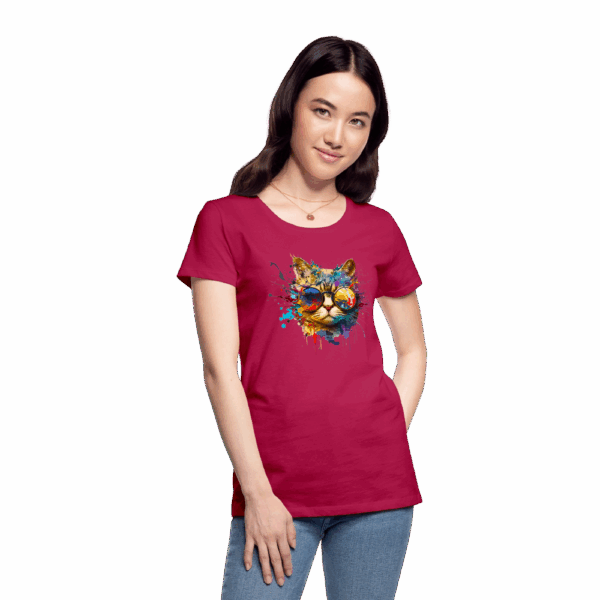 Frauen Premium T-Shirt Katze mit Sonnenbrille – Bild 2
