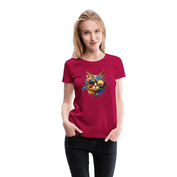 Frauen Premium T-Shirt Katze mit Sonnenbrille – Bild 3