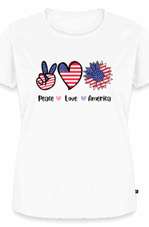 Frauen Premium T-Shirt Peace Love America