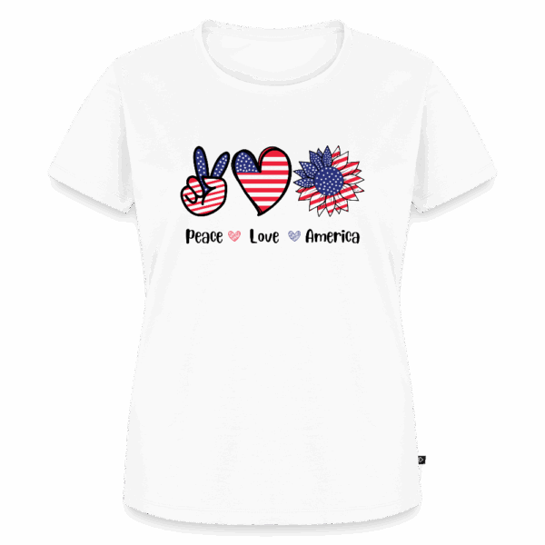 Frauen Premium T-Shirt Peace Love America