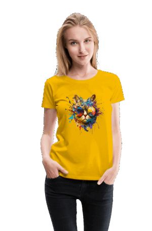 Frauen Premium T-Shirt Katze mit Sonnenbrille