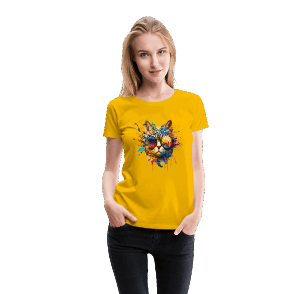 Frauen Premium T-Shirt Katze mit Sonnenbrille