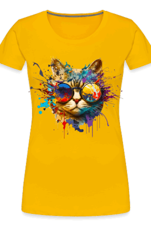 Frauen Premium T-Shirt Katze mit Sonnenbrille